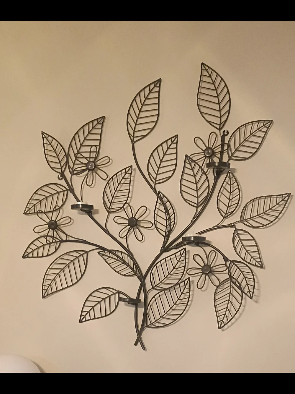 Kirklands Black Metal Leaf & Flower Wall Décor 30×30